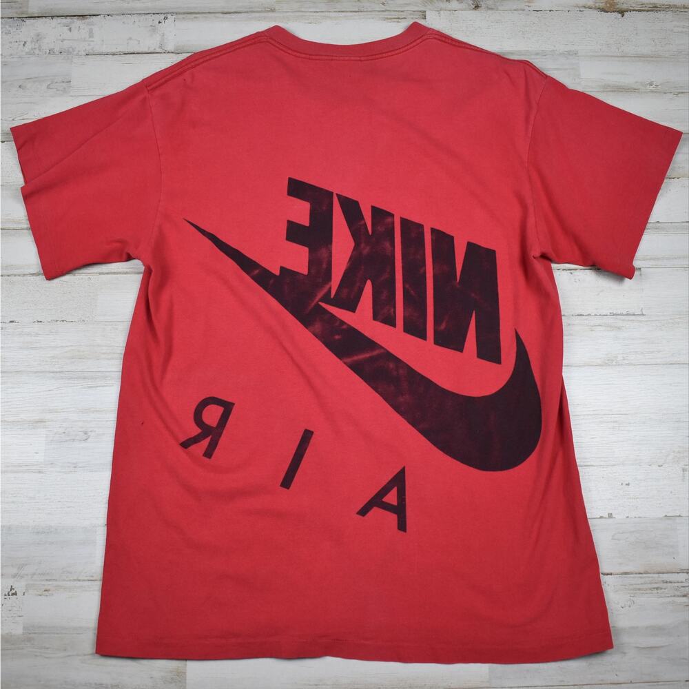 90s Vintage Nike Air Shirt Men's Large Red Cotton Knit Thrashed Faded Grunge USA - Picture 9 of 12